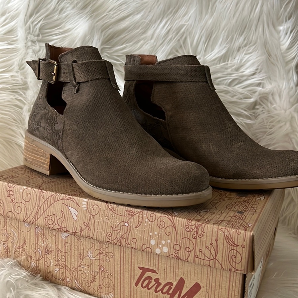 TaraM Taupe Ankle Bootie